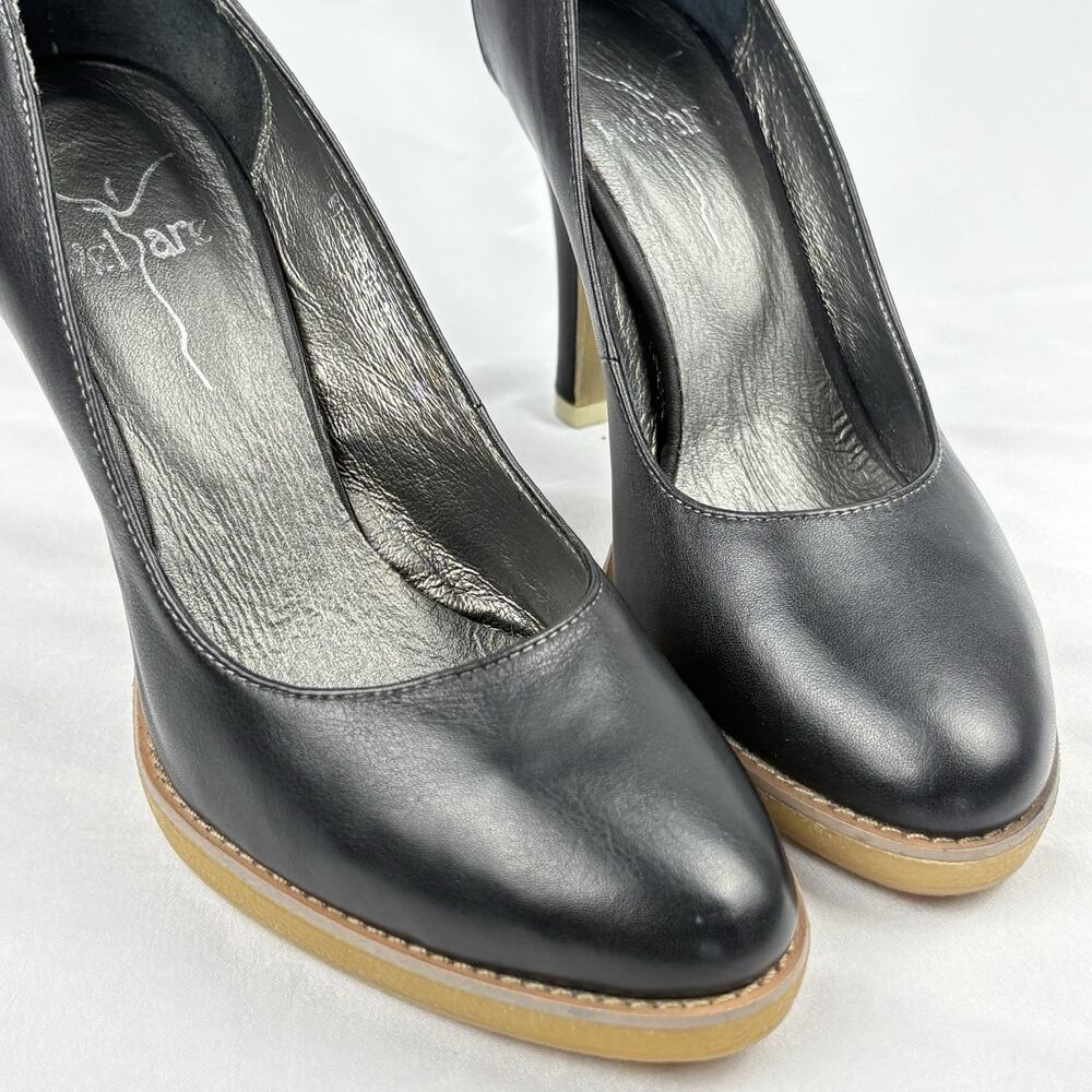 Welfare Black Leather Heels Pumps Ankle Strap Buckle Women’s Size EU 36 / US 5.5 - Picture 5 of 16